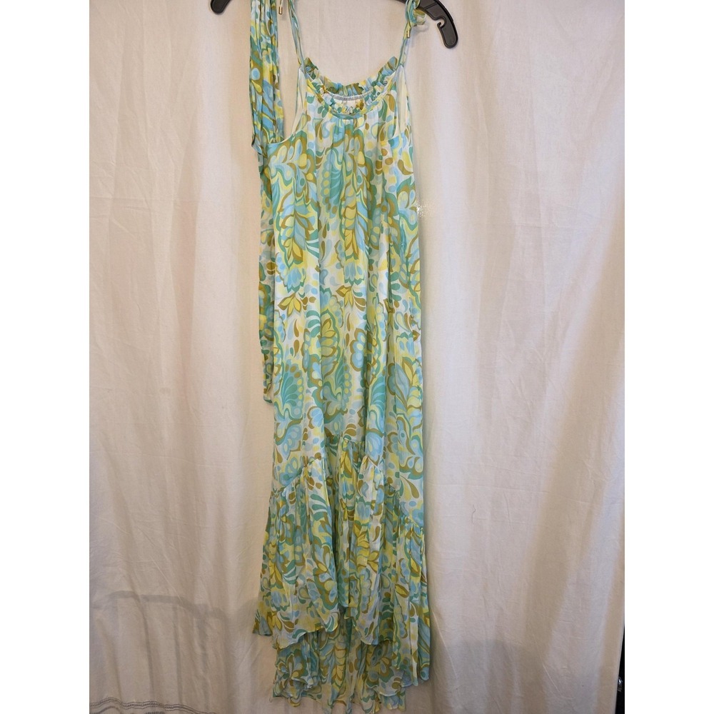 Trina Turk Dress Womens XS Multicolor Paisley Chiffon Maxi‎ Ruffle Sundress